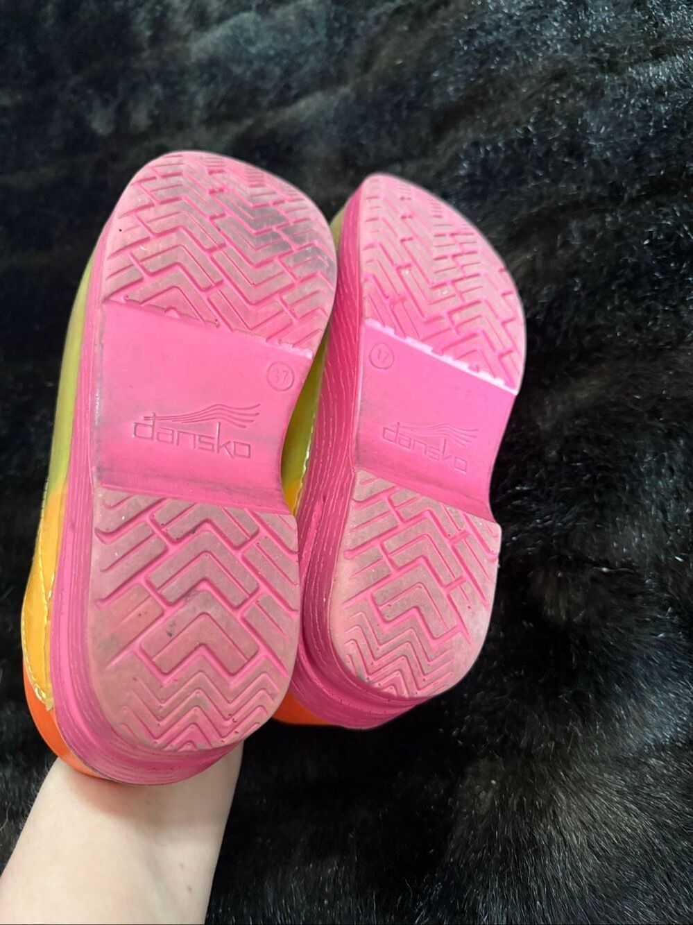 Dansko Translucent Professional Clogs  Sz 6.5 EU 37 Orange Yellow Pink shoes - Picture 3 of 4